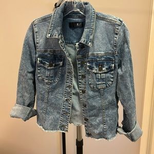 KUT from the cloth distressed fring hem denim jacket - new, never worn